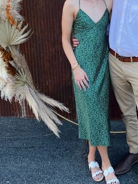 Park & Fifth Dark Green Floral Maxi Slip Dress